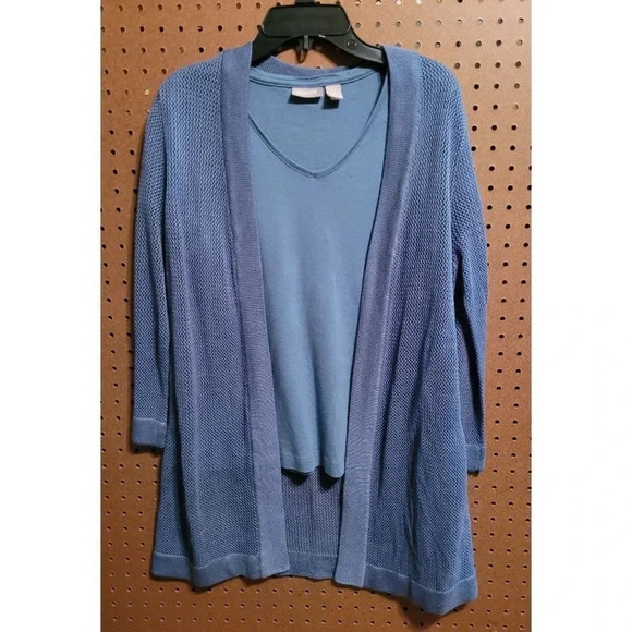 Chico's Blue Shell with Mesh Cardigan Chico's Women's Size 0. - Picture 1 of 6